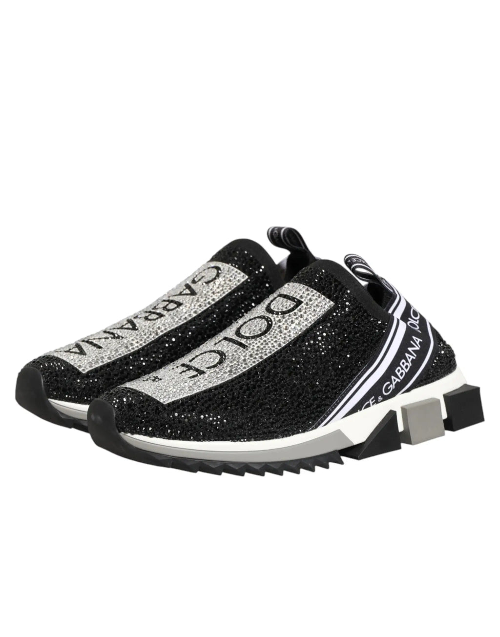 Baskets slip-on noir et argent pailletées dolce et gabbana avec un design moderne et élégant