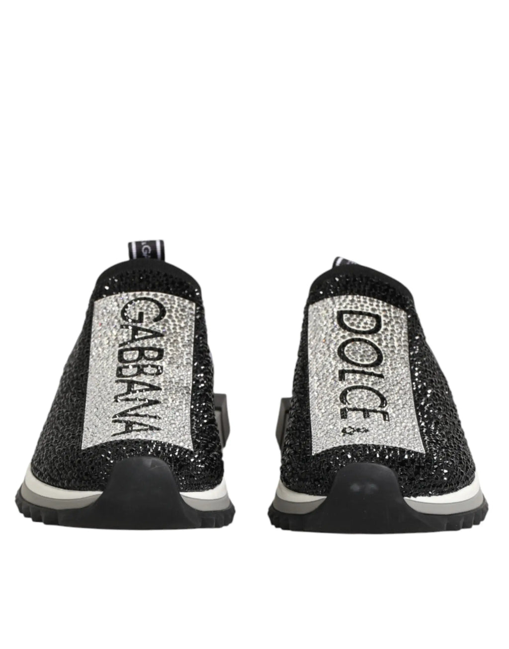 Baskets slip on noire dolce & gabbana avec paillettes argentées et lettrage gabriella dolce & gabbana moderne