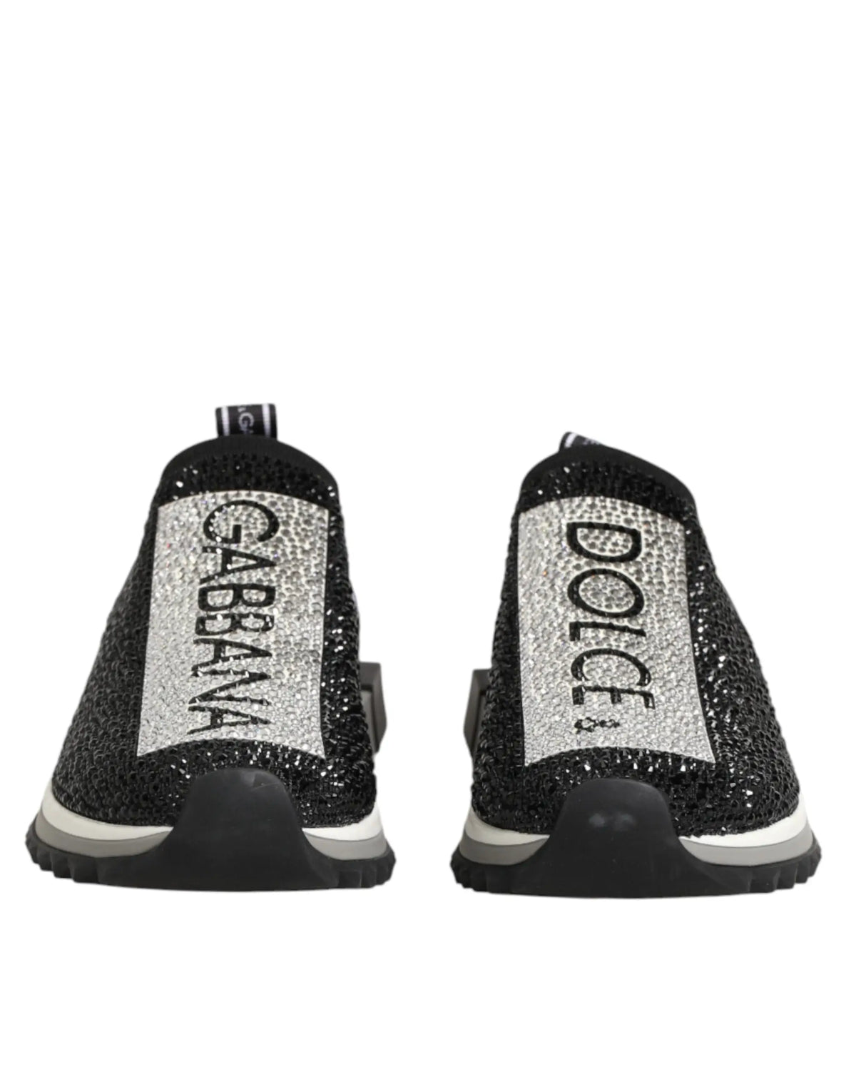 Baskets slip on noire dolce & gabbana avec paillettes argentées et lettrage gabriella dolce & gabbana moderne