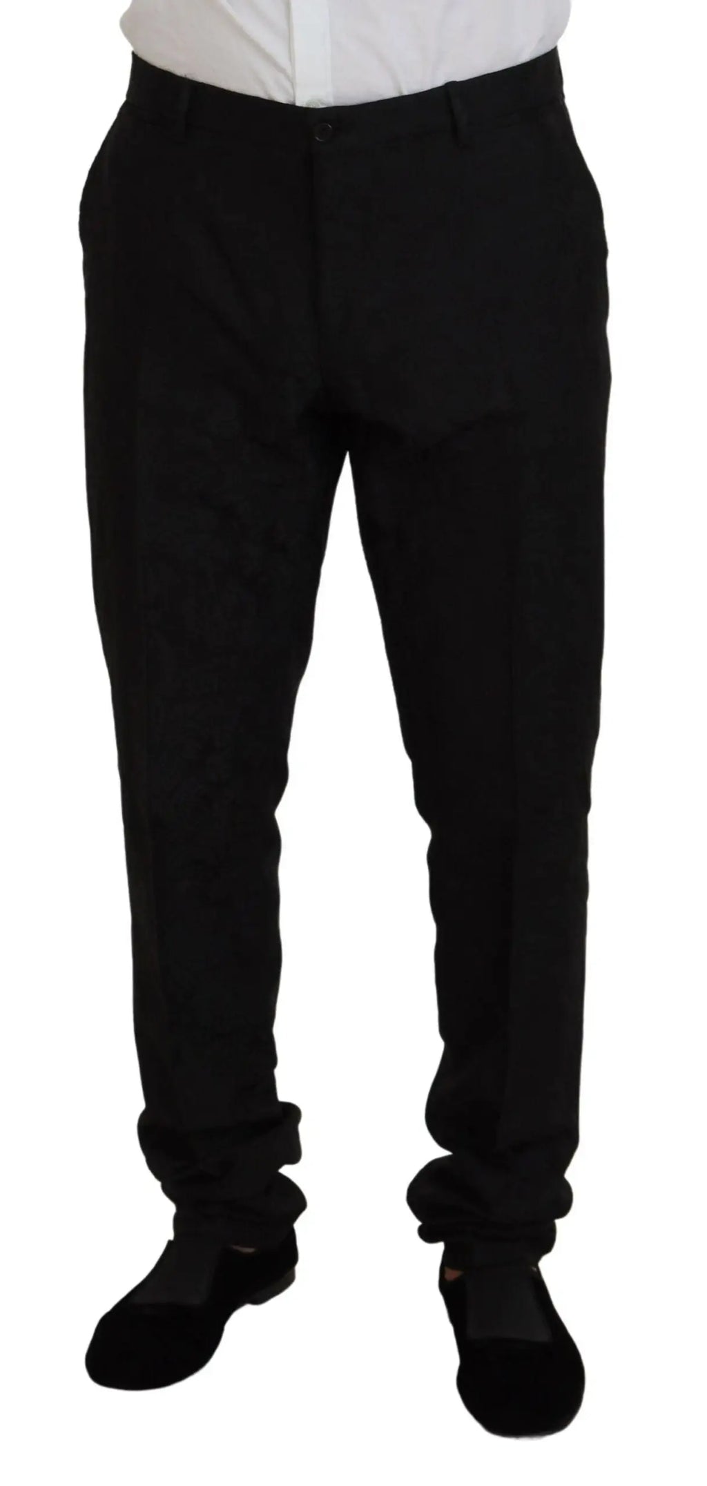 Pantalon noir Dolce & Gabbana martini coupe ajustée avec revers, costume deux pièces simple boutonnage