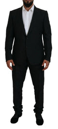 Costume deux pièces martini dolce gabbana noir en laine avec chemise blanche coupe slim et revers classiques
