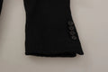 Manche en tissu texturé noir avec quatre boutons gris foncé sur un blazer dolce & gabbana pour homme