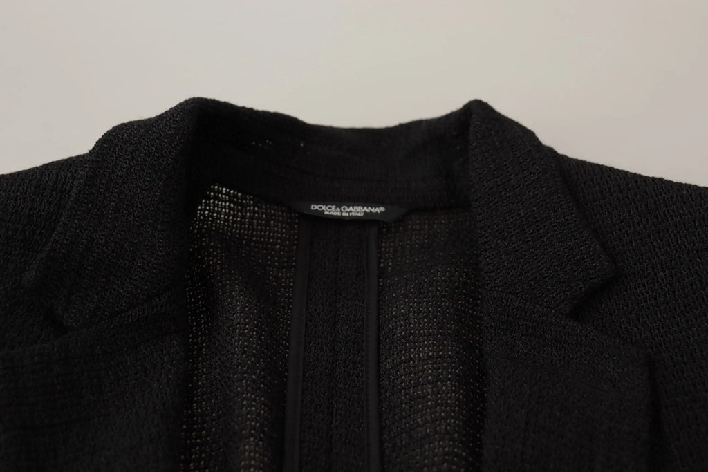 Blazer homme dolce & gabbana noir texturé avec léger effet scintillant et étiquette de marque visible