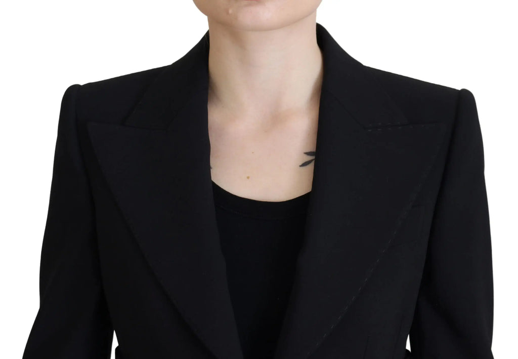 Dolce & Gabbana blazer noir en laine tailored avec épaules structurées et revers crantés élégant pour homme