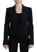 Blazer noir dolce & gabbana en laine avec coupe ajustée et épaules structurées style peplum