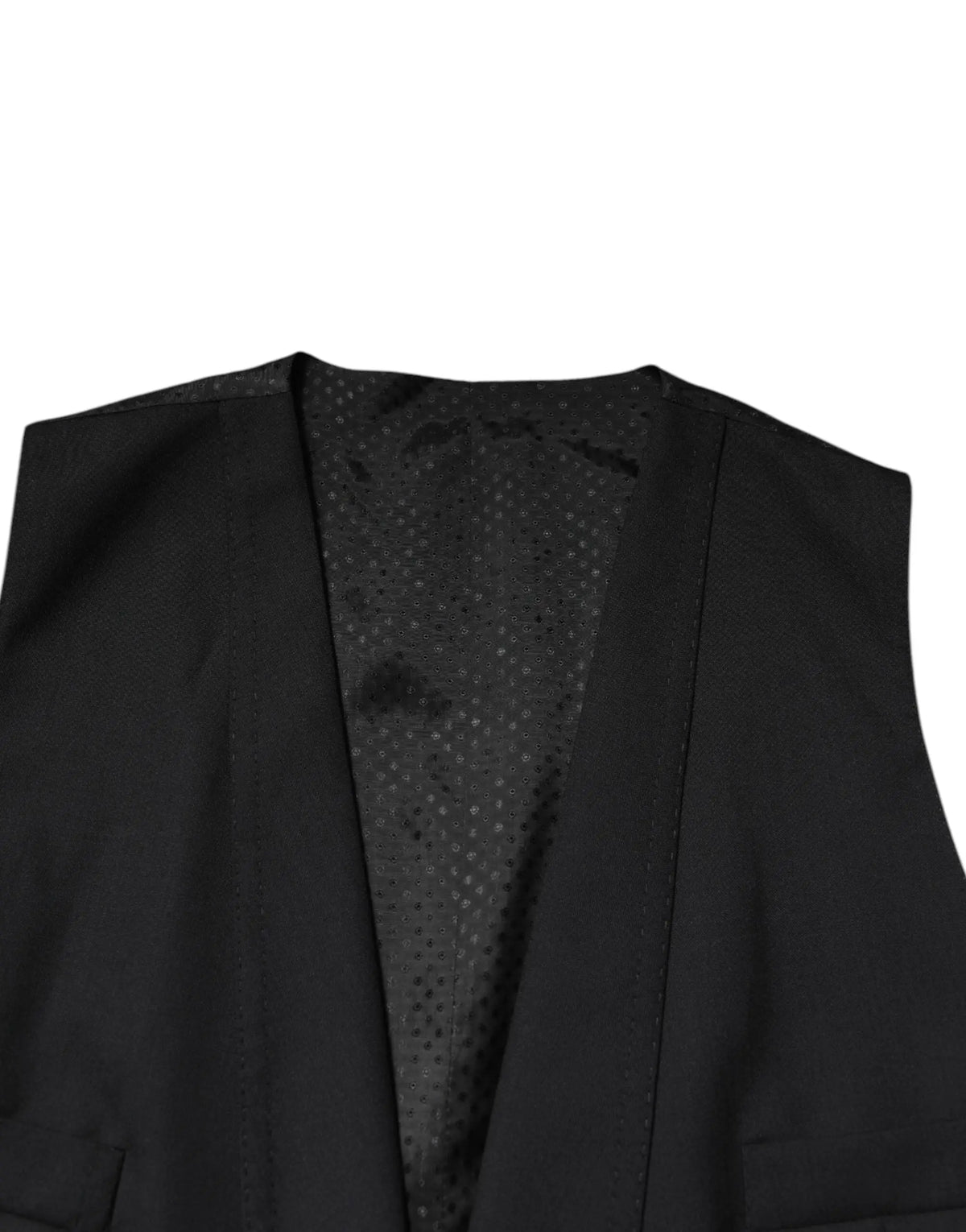 Dolce & Gabbana blazer formel noir à simple boutonnage avec gilet sans manches noir à doublure à petits pois