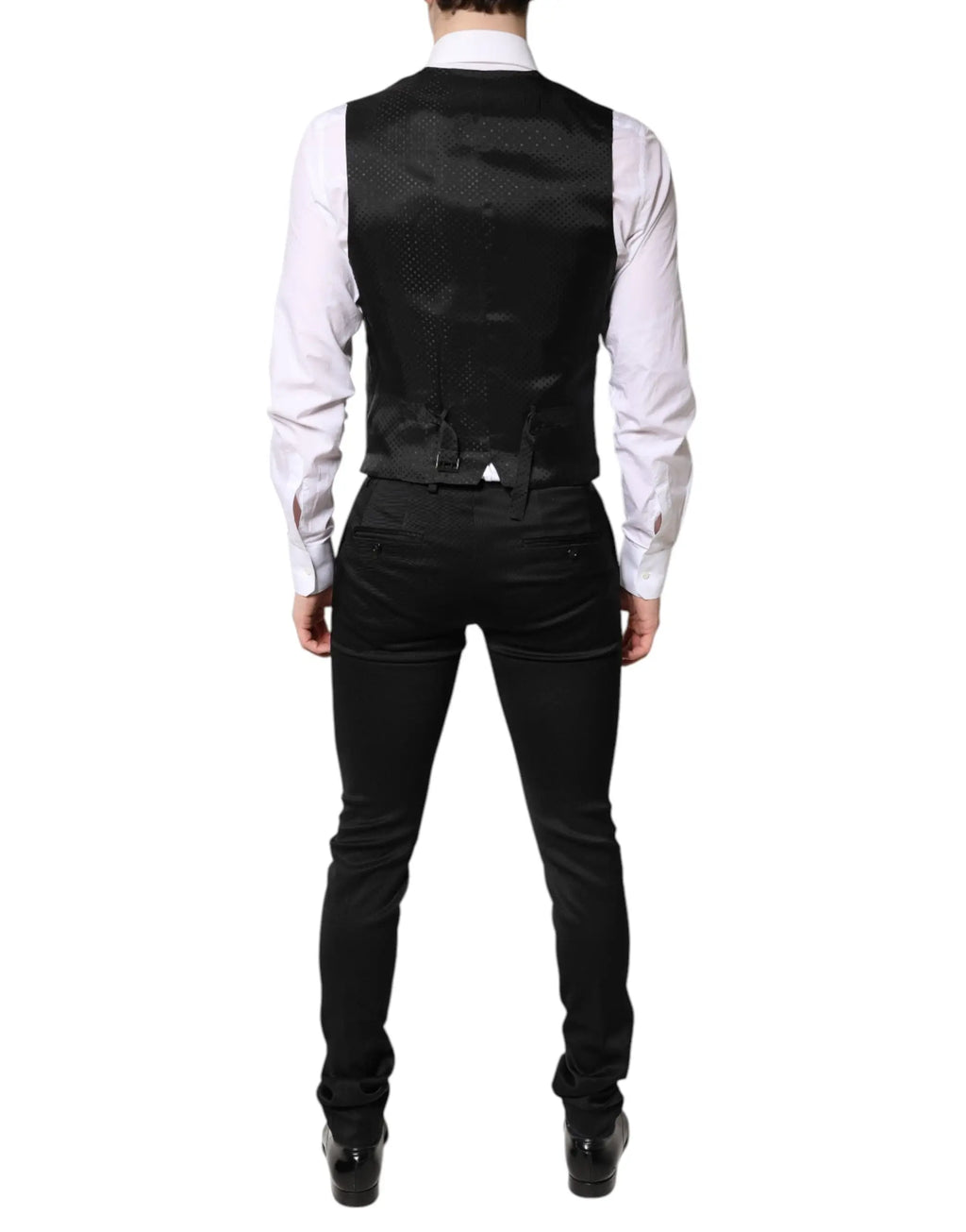 Dolce & Gabbana blazer formel noir single boutonnage avec gilet texturé subtil pour occasions élégantes