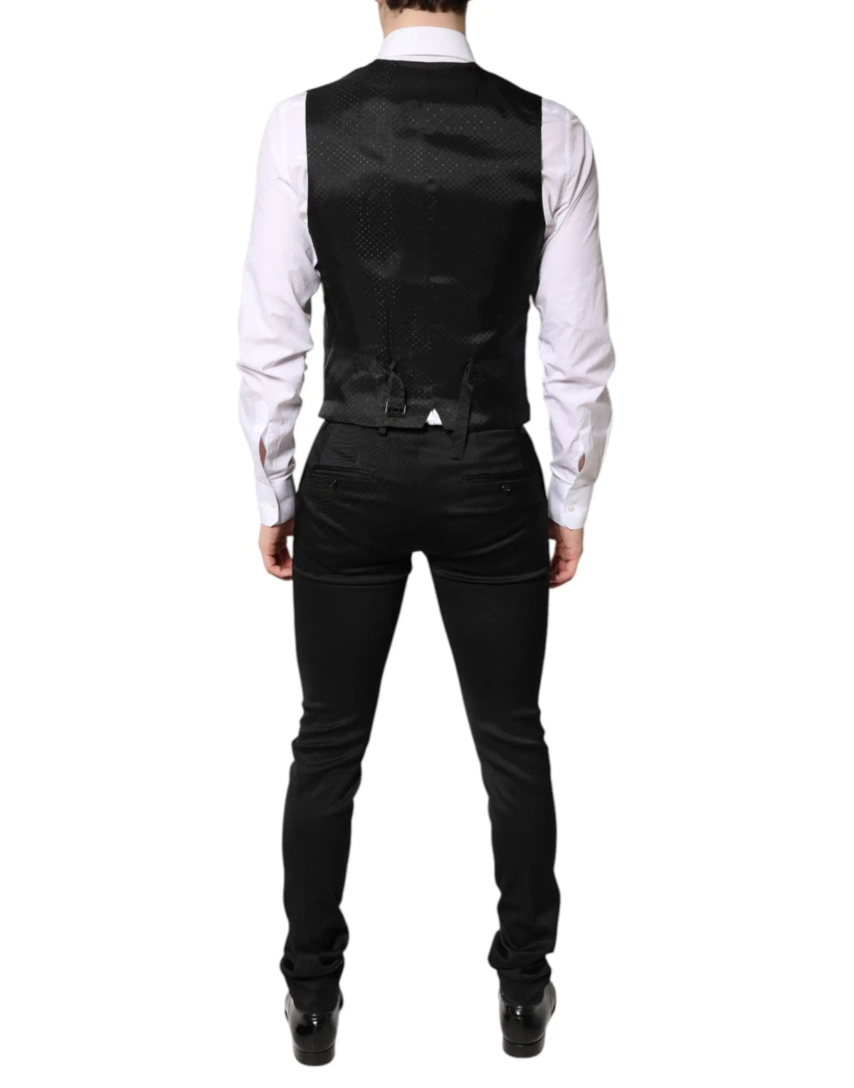 Dolce & Gabbana blazer formel noir single boutonnage avec gilet texturé subtil pour occasions élégantes