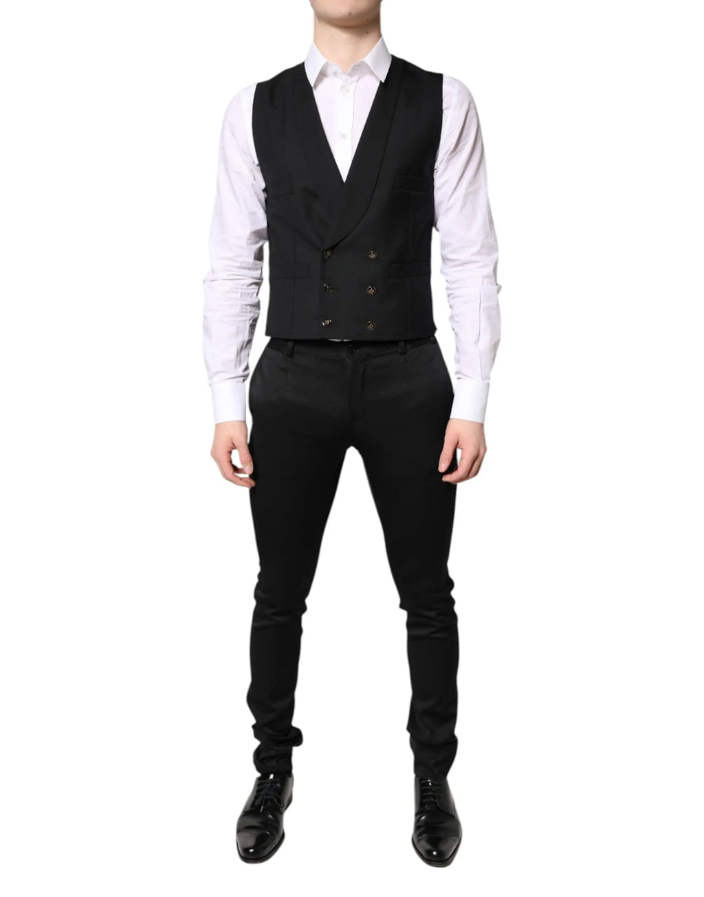 Dolce & gabbana blazer formel noir boutonné simple avec gilet double boutonnage noir ajusté élégant