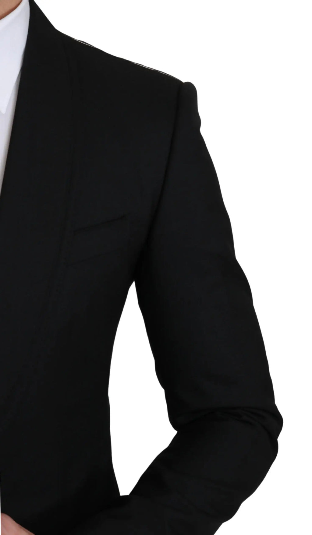 Dolce & Gabbana blazer noir en laine à épaules structurées avec design formel et coupe ajustée