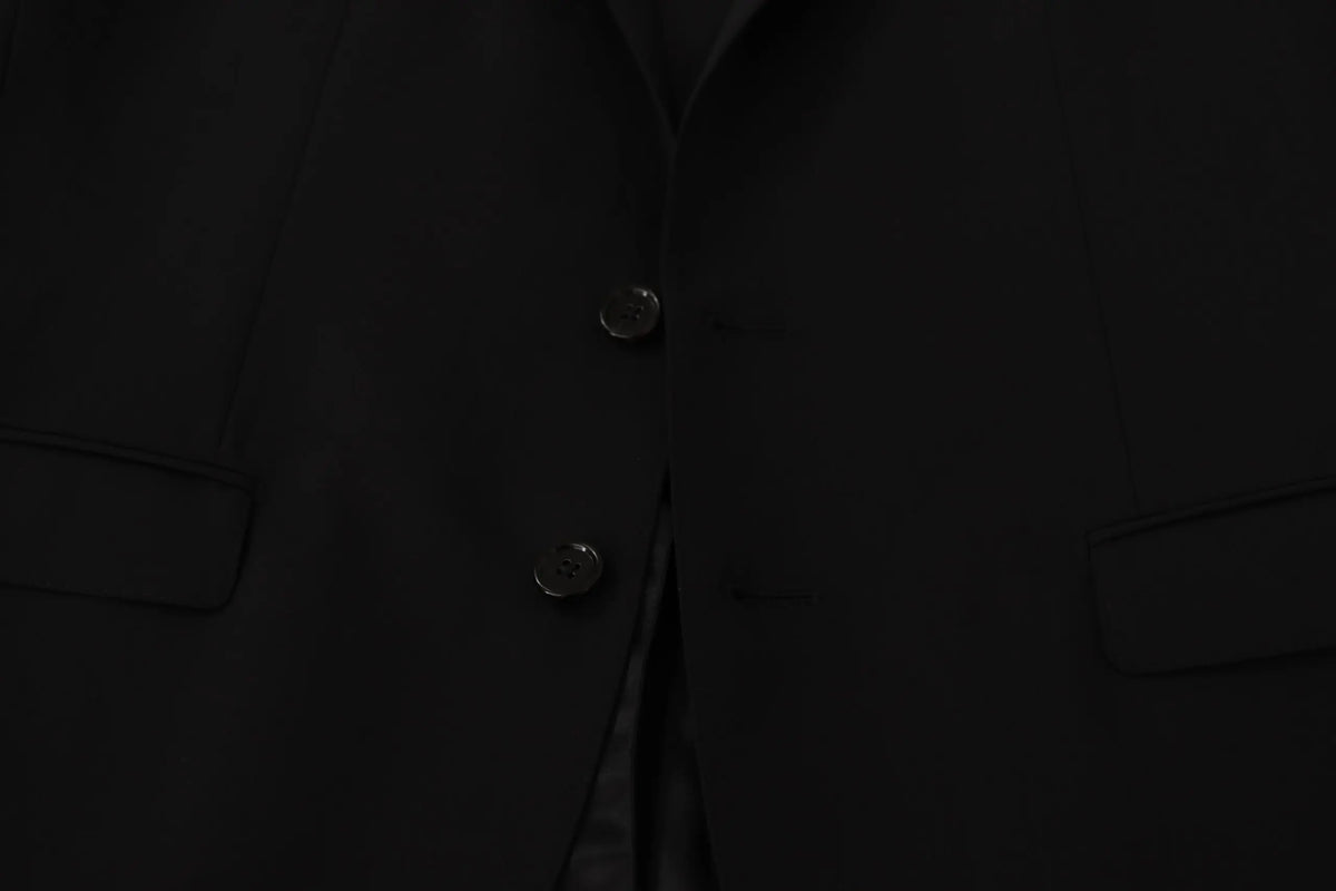 Veste noire dolce & gabbana martini blazer à boutonnière simple avec deux boutons argentés