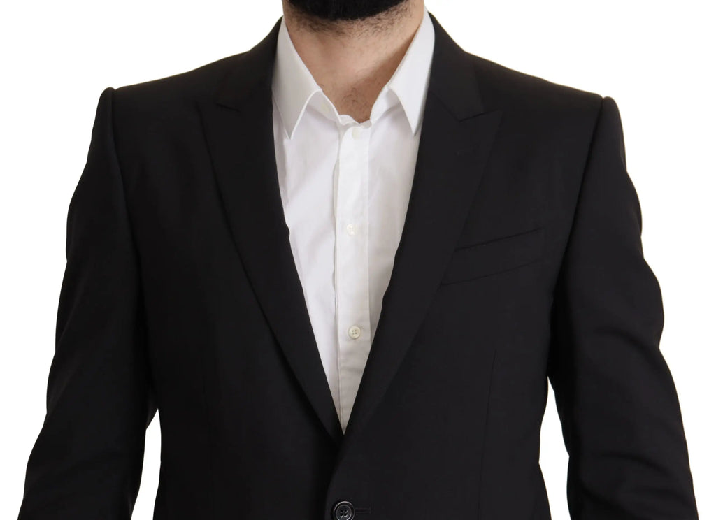 Veste dolce & gabbana noire martini en laine avec col cranté et fermeture à un bouton simple boutonnage