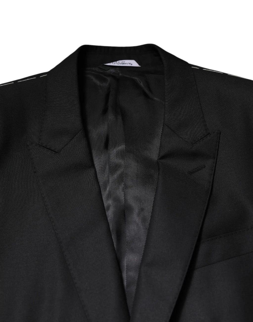 Veste de costume noire dolce gabbana à simple boutonnage avec doublure satinée et coutures discrètes
