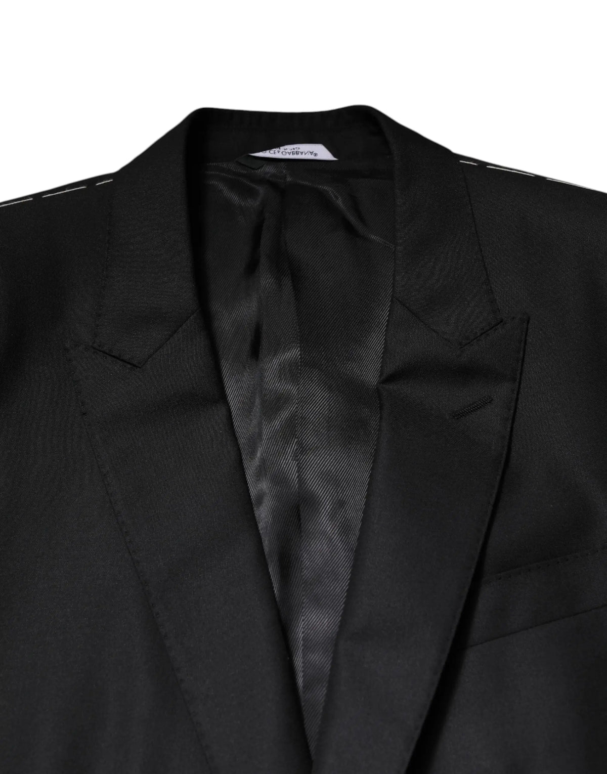 Veste de costume noire dolce gabbana à simple boutonnage avec doublure satinée et coutures discrètes