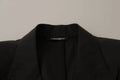 Blazer noir dolce & gabbana taormina à simple boutonnage col tailleur élégant en tissu lisse