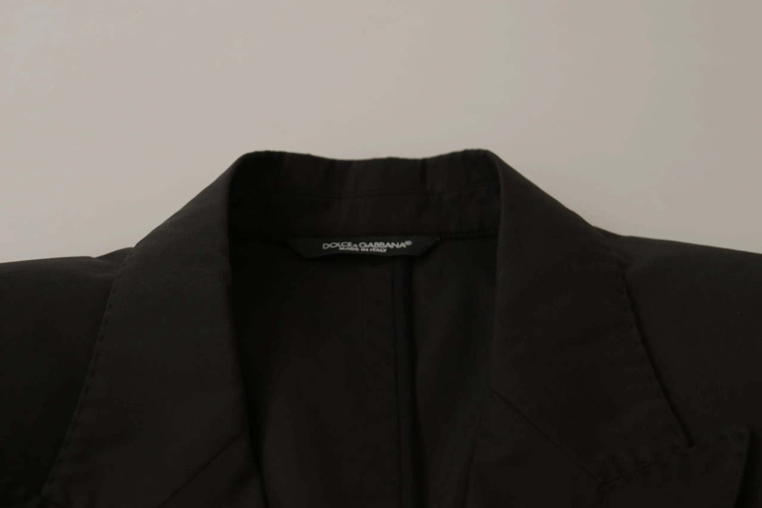 Blazer noir dolce & gabbana taormina à simple boutonnage col tailleur élégant en tissu lisse