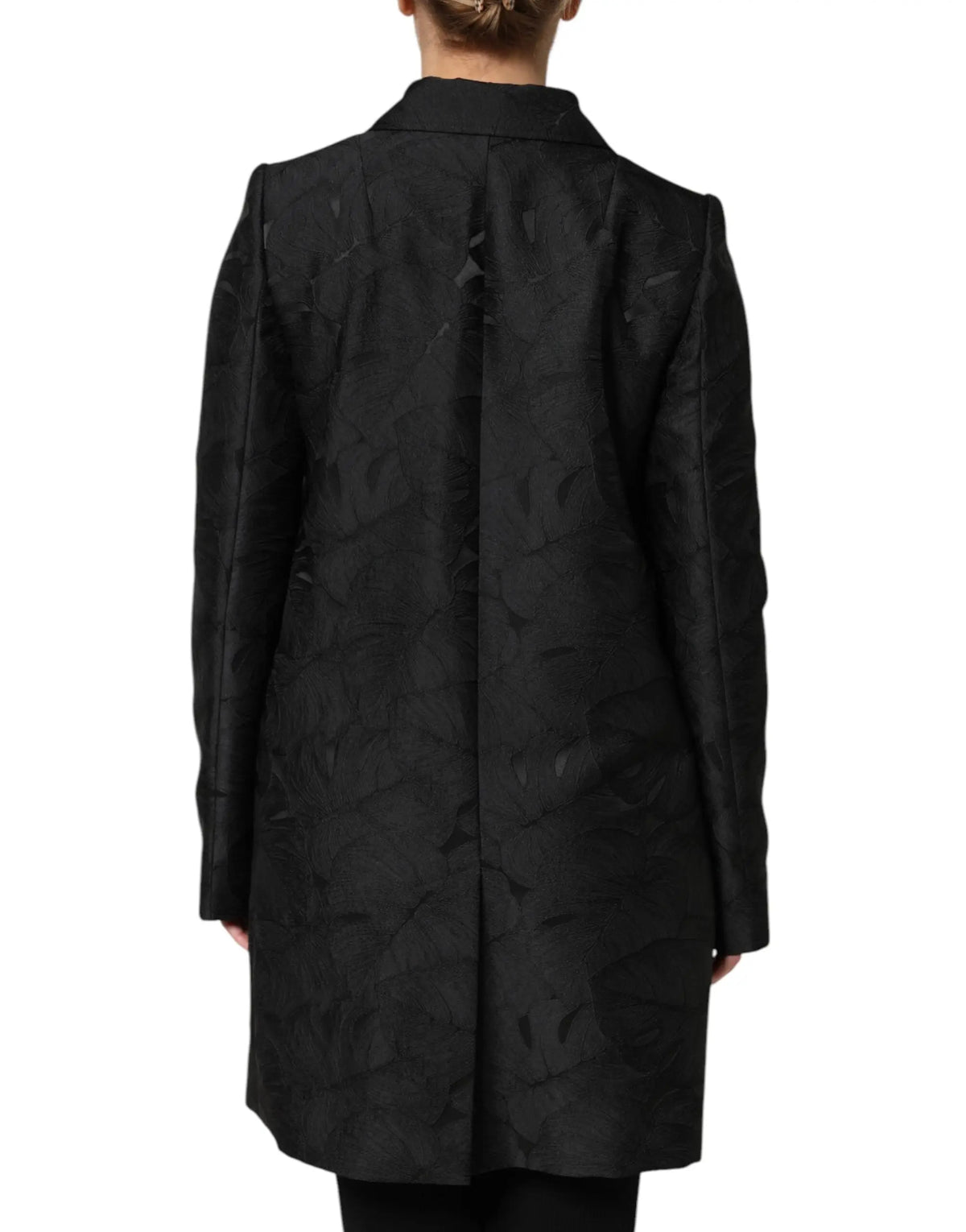 Dolce & gabbana trench coat noir texturé avec motif discret en relief sur le tissu pour un look élégant
