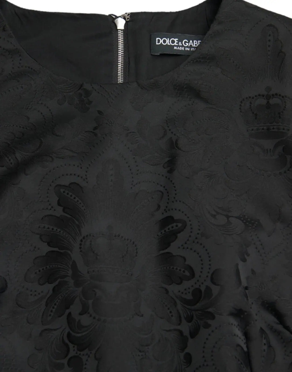 Blouse noire dolce & gabbana sans manches avec broderies florales et couronnes pour mini robe ajustée en a-line