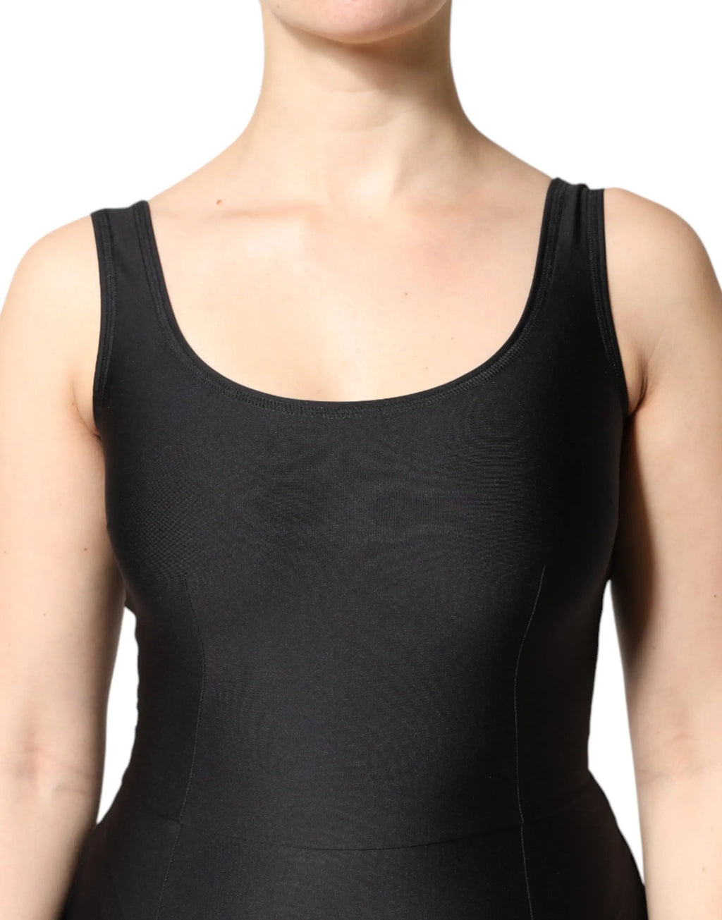 Dolce & gabbana combi robe noire sans manches en tissu stretch moulant avec encolure dégagée