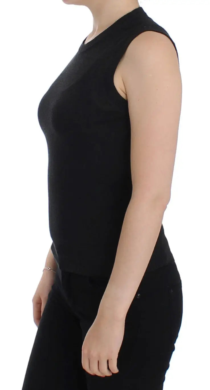 Dolce & gabbana noir débardeur ajusté sans manches en tissu fin pour un look élégant et confortable
