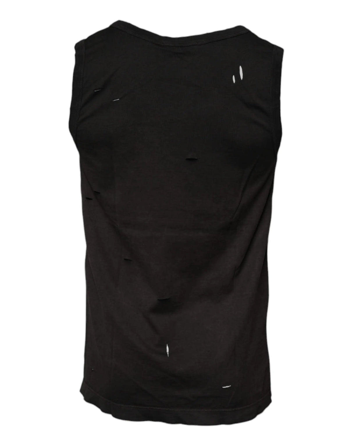Dolce & gabbana débardeur noir à col rond avec détails déchirés en tissu léger pour un style urbain