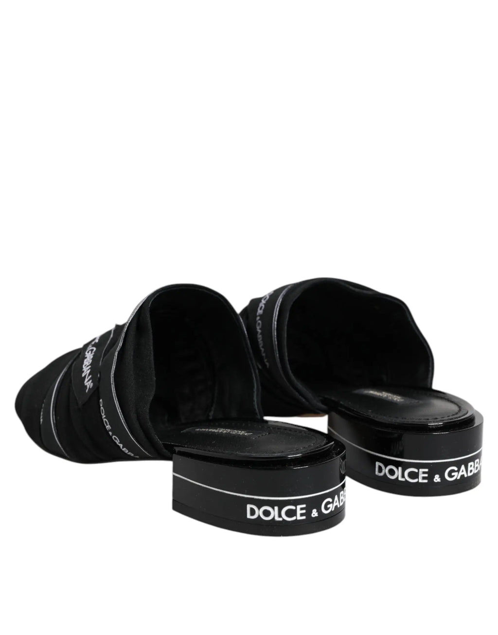 Dolce & gabbana sandales slides noires à plateforme avec finition brillante et bande logo de marque
