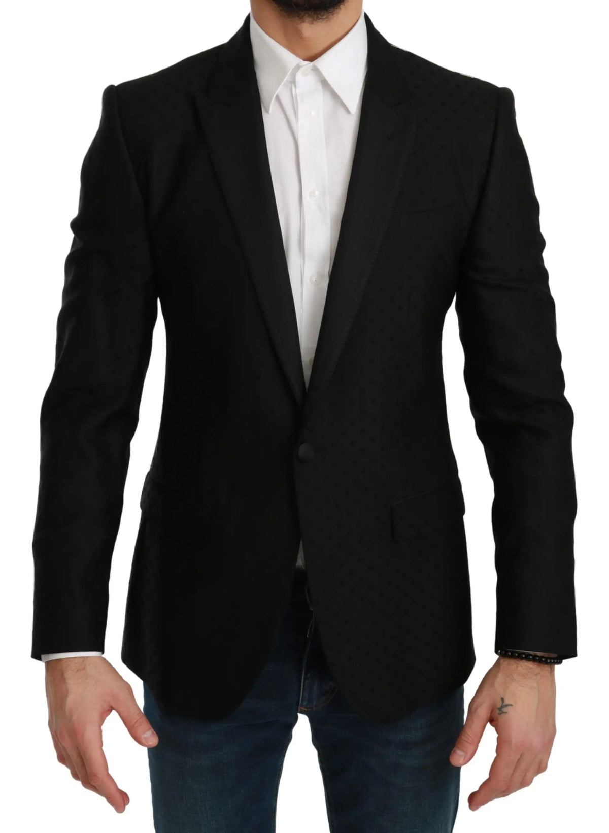 Dolce & gabbana blazer homme noir slim fit martini avec coupe ajustée et fermeture à un bouton