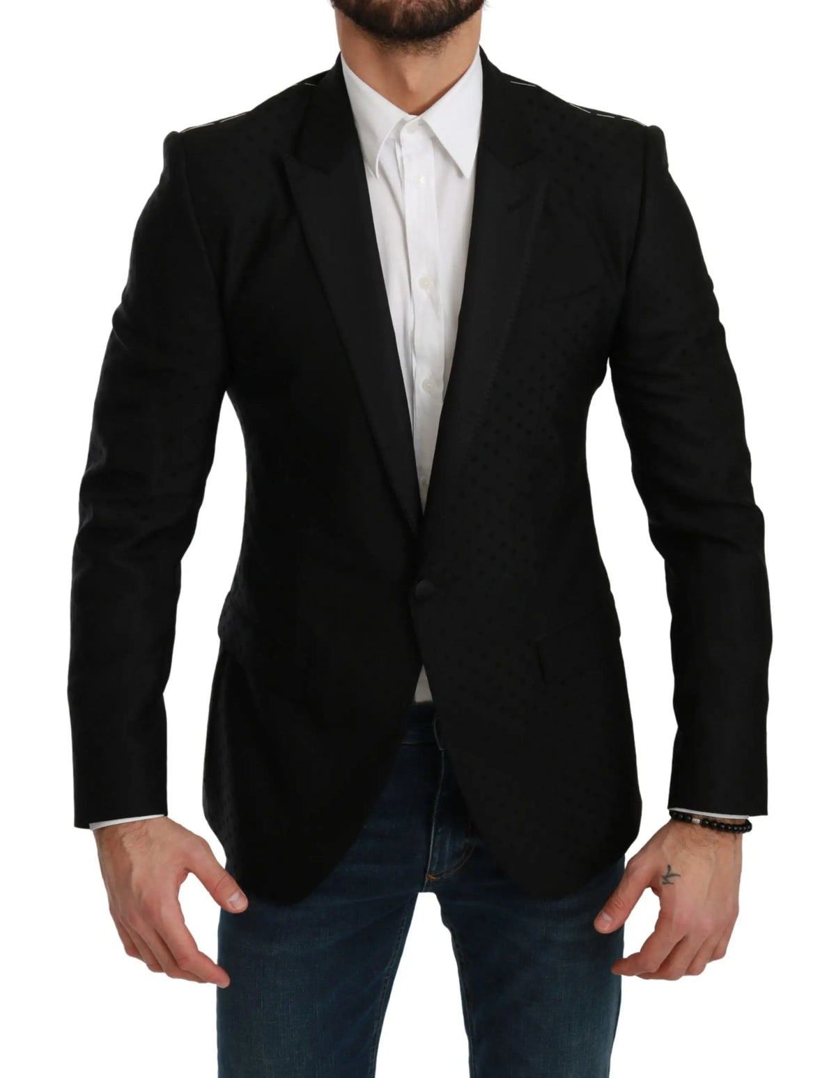 Dolce & gabbana blazer martini noir slim fit avec coupe moderne et texture subtile en tissu de qualité