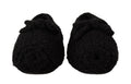 Dolce & gabbana ballerines noires en laine tricotée avec surface douce et nœud décoratif devant