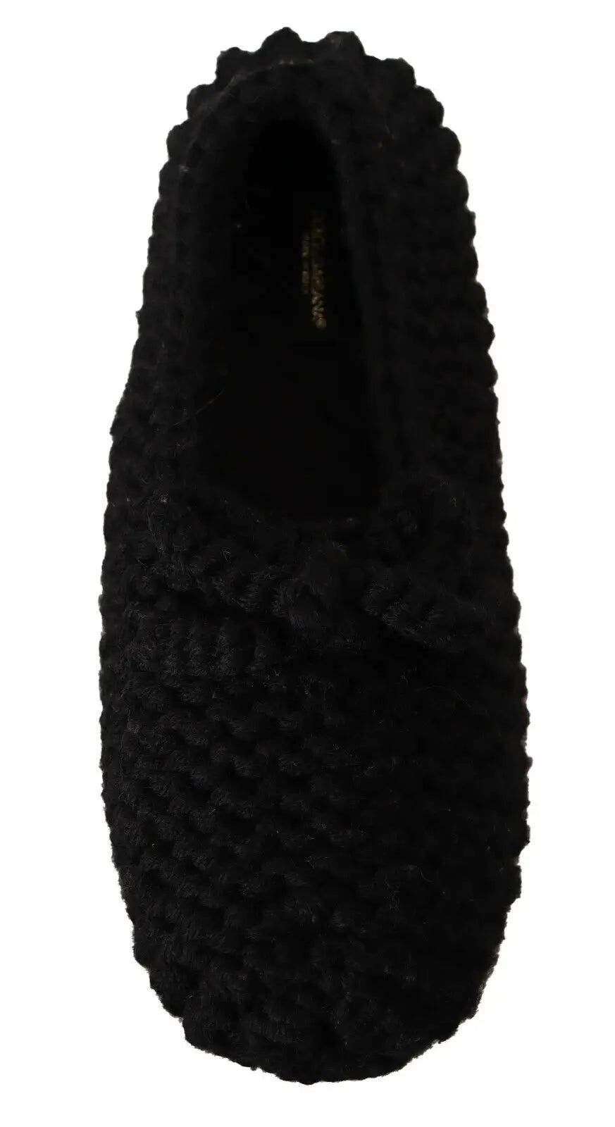 Chaussons ballerines slip on noirs dolce gabbana en laine tricotée avec texture confortable