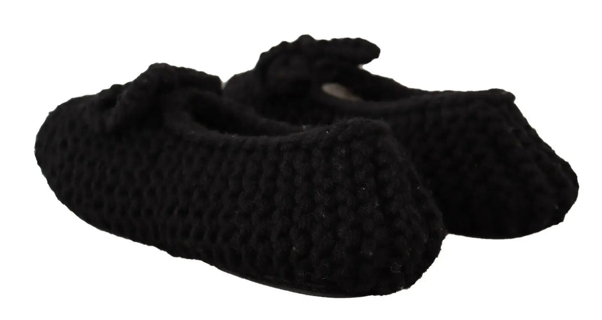 Chaussons ballerines dolce & gabbana noirs en tricot de laine avec détail nœud sur le devant