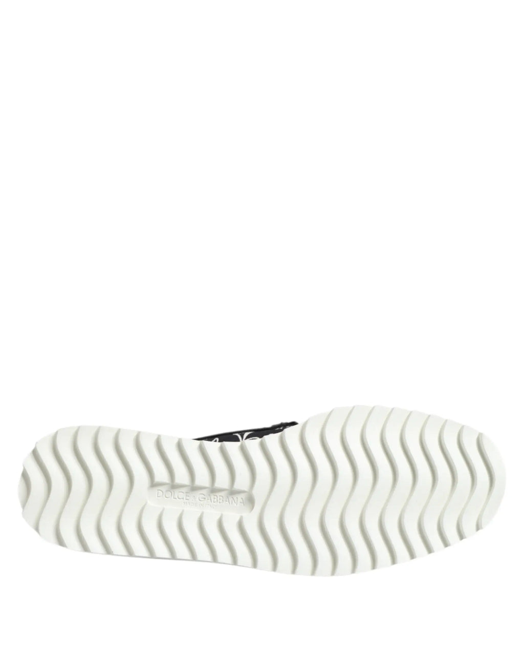 Dolce & gabbana loafers hommes noirs en cuir avec semelle blanche ondulée et logo sur la tige