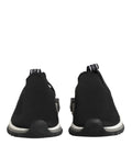 Dolce & gabbana baskets basses noires en maille slip on avec une semelle blanche et grise au design moderne