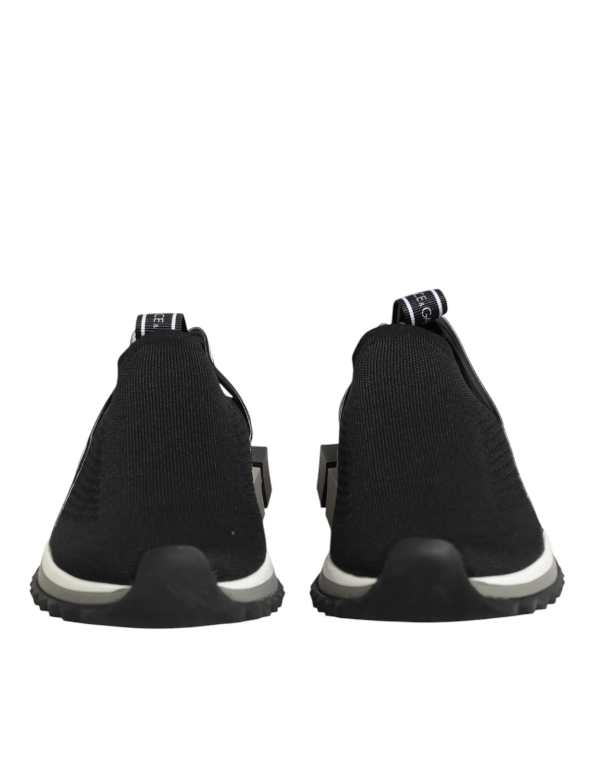 Dolce & gabbana baskets basses noires en maille slip on avec une semelle blanche et grise au design moderne