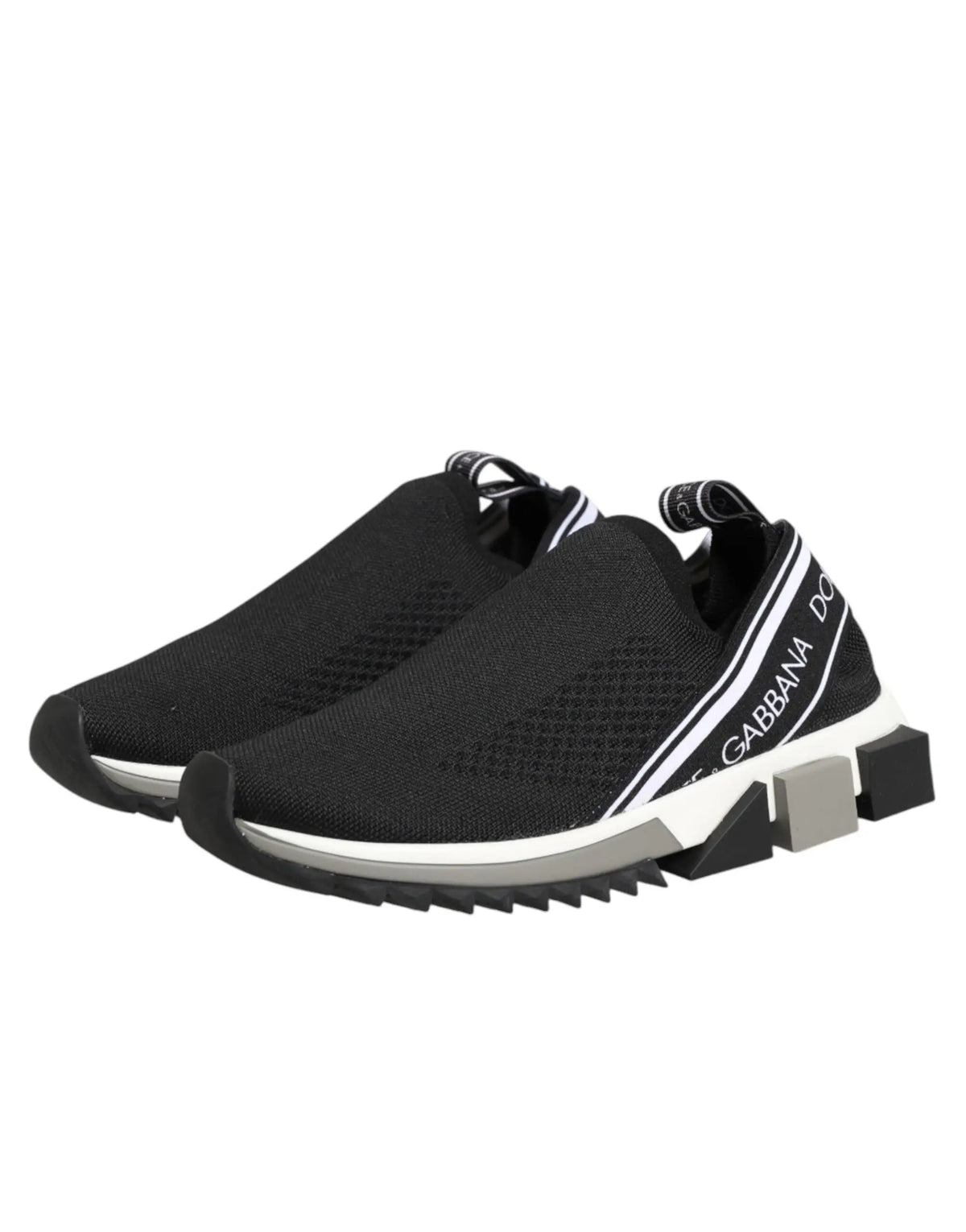 Baskets basses dolce & gabbana noire en maille avec détails blancs et gris et semelle géométrique audacieuse