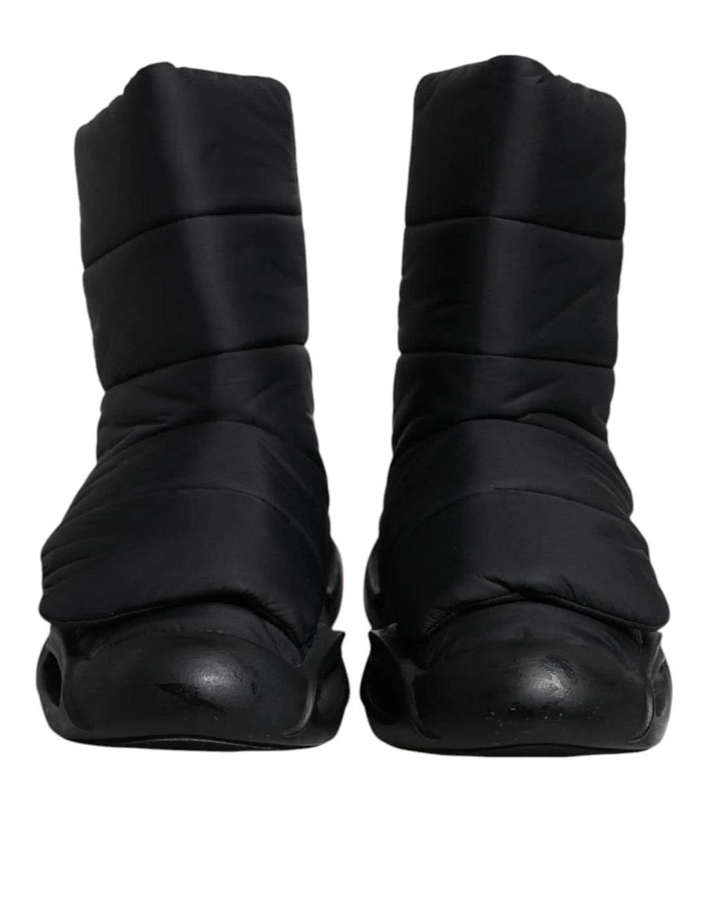Bottes puffer noires dolce & gabbana avec design matelassé et semelles en caoutchouc brillantes