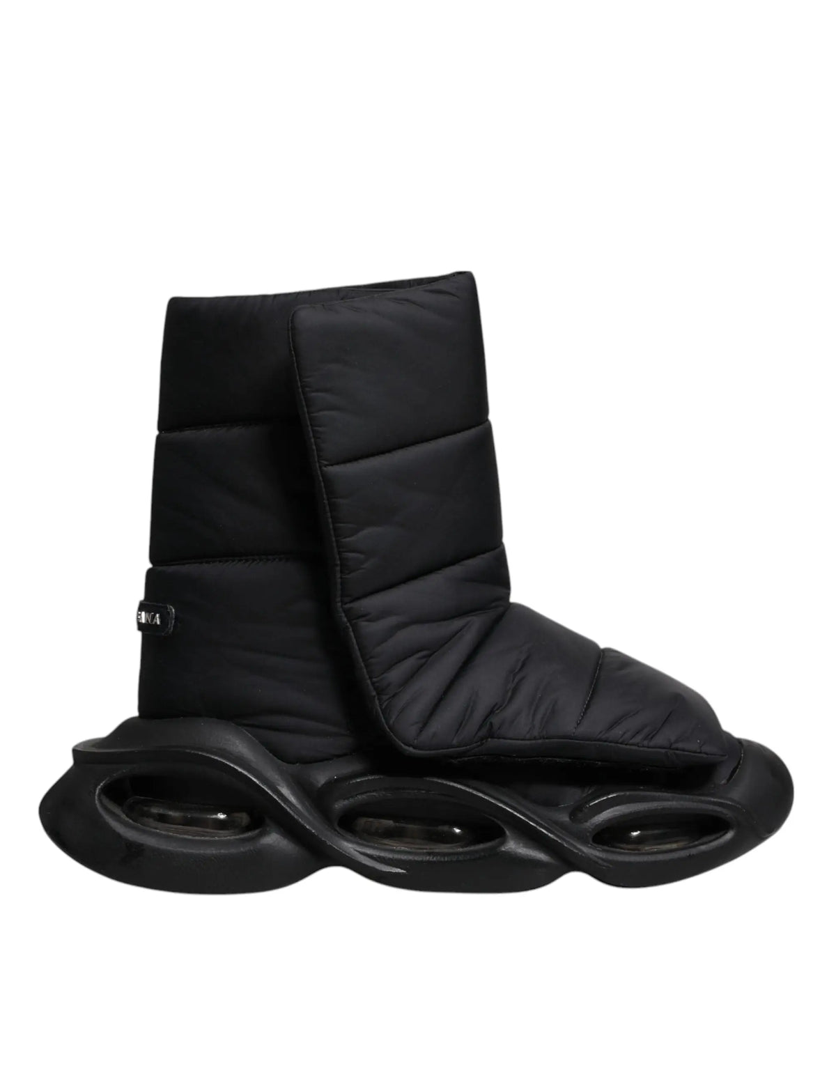 Bottine puffer noire dolce gabbana avec semelle futuriste sculptée et dessus matelassé en sneakers slip on