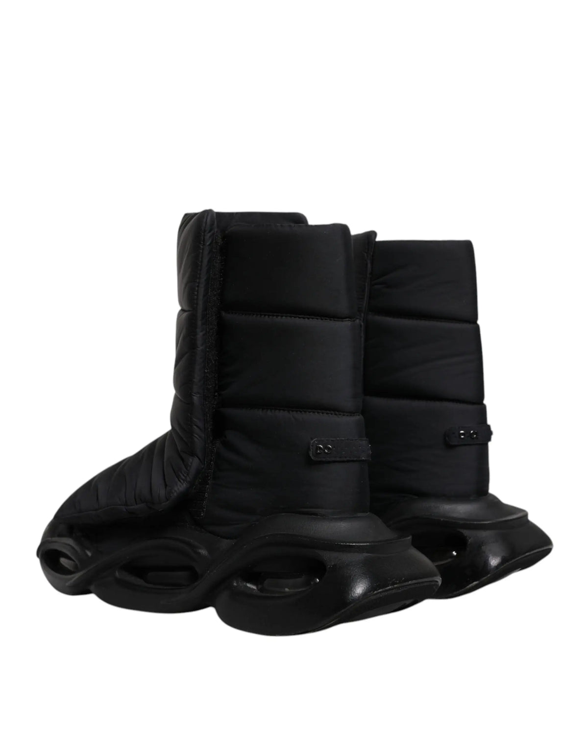 Bottes matelassées noires dolce & gabbana avec semelle sculptée futuriste et empeigne segmentée