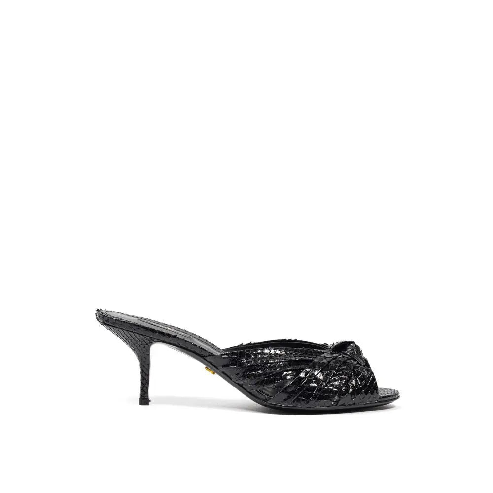 Dolce & gabbana sandales plates-formes en python noir avec détail noué à l’avant et talon fin