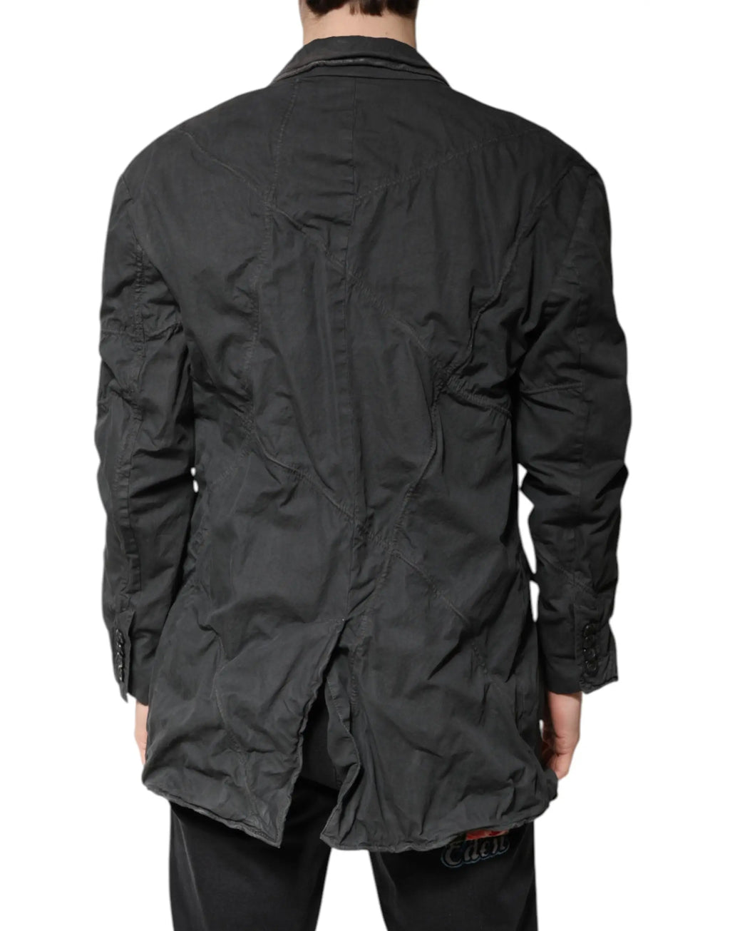 Veste dolce & gabbana noire en coton avec col, coupe décontractée et coutures discrètes légèrement froissées