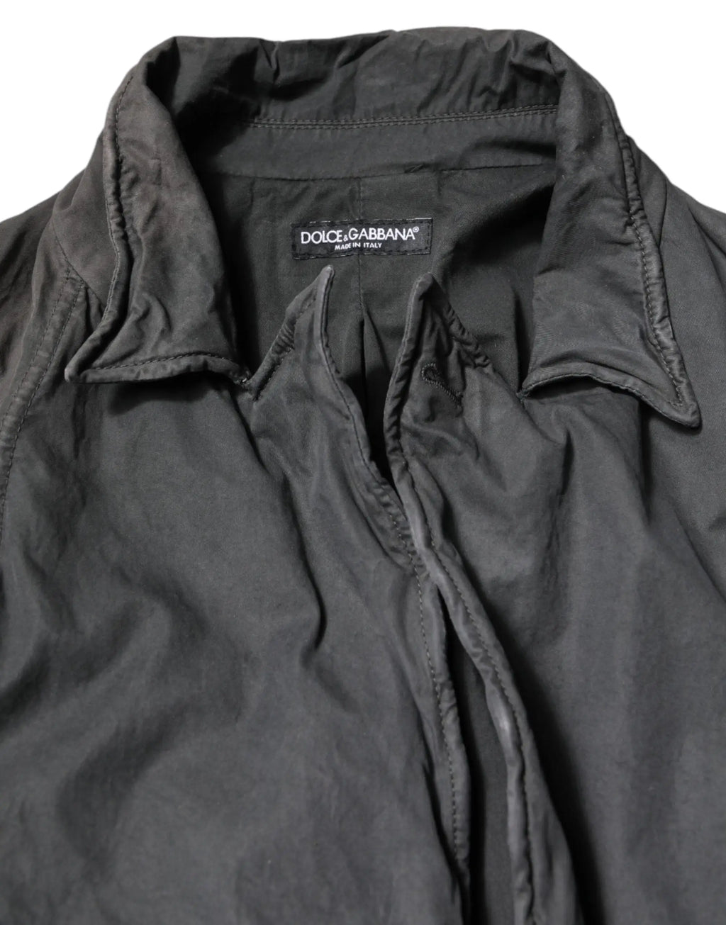 Veste noire dolce & gabbana en coton avec col matelassé élégant et tissu lisse