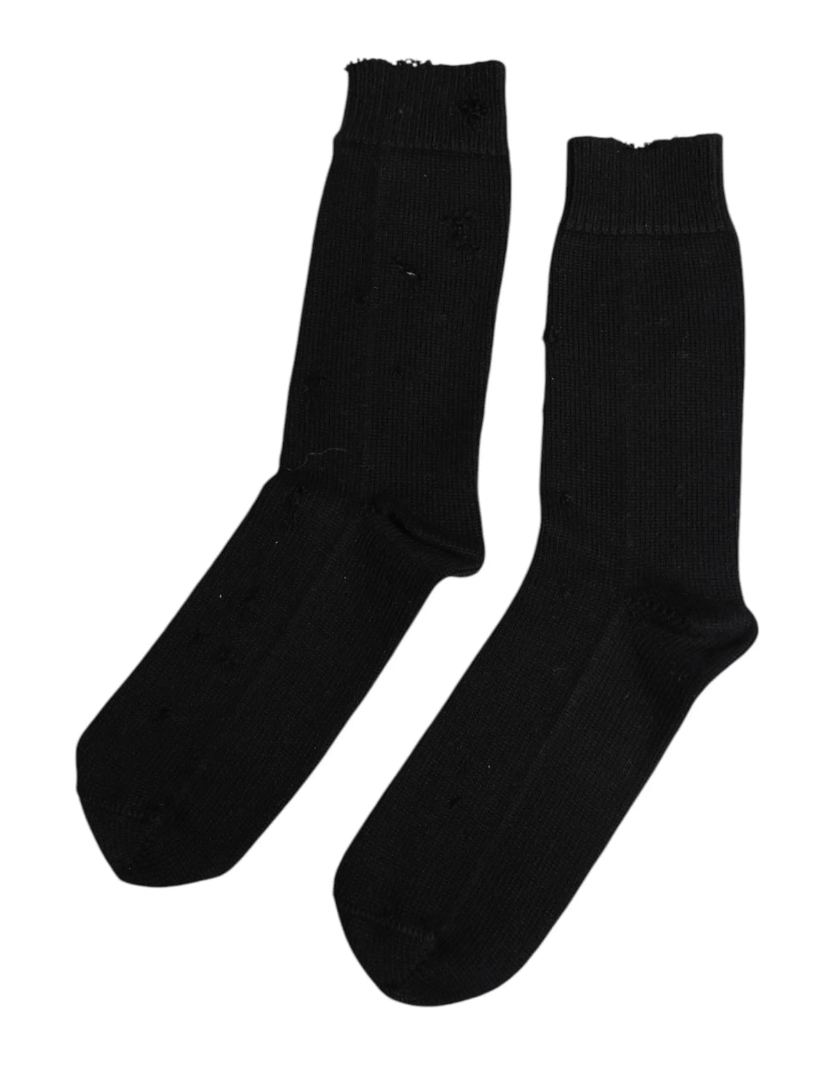 Dolce & Gabbana chaussettes homme noire en maille côtelée stretch mi-mollet avec bord légèrement effiloché