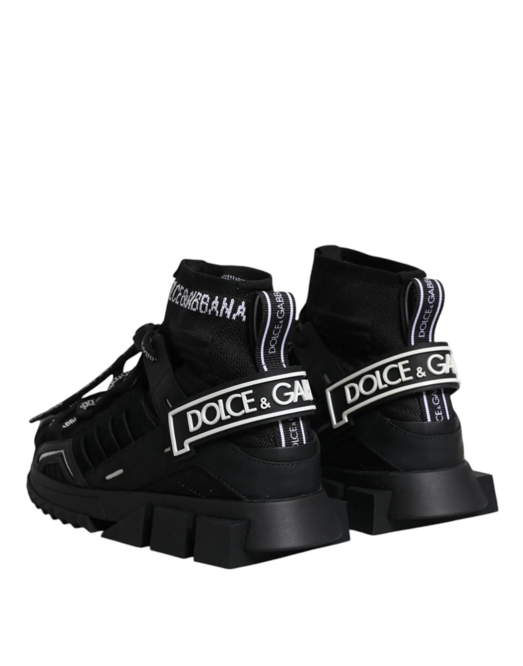 Baskets montantes dolce & gabbana noire sorrento avec logo blanc audacieux et semelle en caoutchouc épaisse