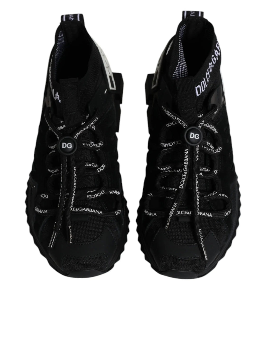 Chaussures sneakers dolce & gabbana sorrento noires avec logo blanc et boutons circulaires dg