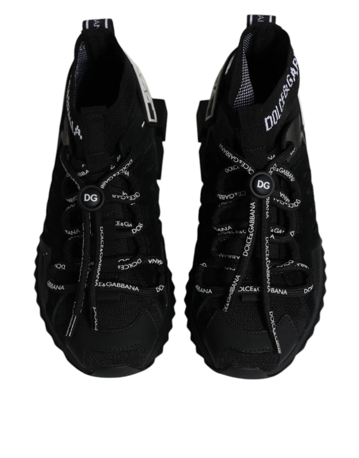 Chaussures sneakers dolce & gabbana sorrento noires avec logo blanc et boutons circulaires dg