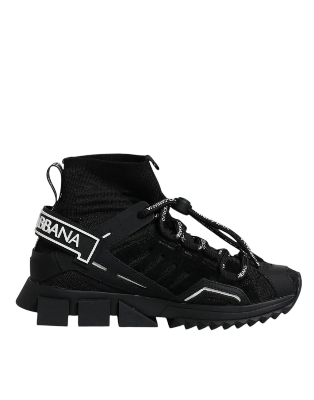 Baskets montantes noires dolce & gabbana sorrento en mesh et synthétique avec logo blanc et semelle épaisse texturée
