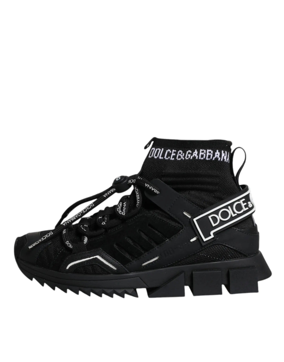 Baskets montantes noires dolce gabbana sorrento en maille texturée avec logo blanc et semelle en caoutchouc épaisse
