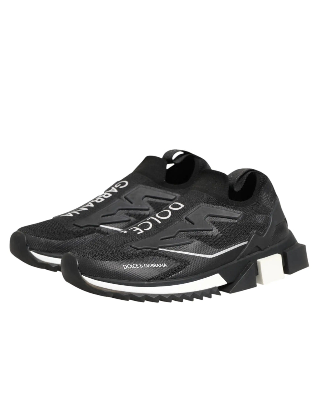 Baskets dolce & gabbana sorrrento sport stretch noires avec tige en maille élégante et logo blanc distinctif