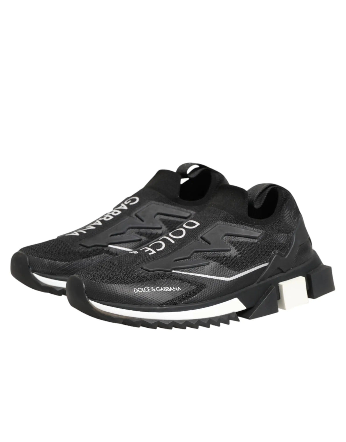 Baskets dolce & gabbana sorrrento sport stretch noires avec tige en maille élégante et logo blanc distinctif