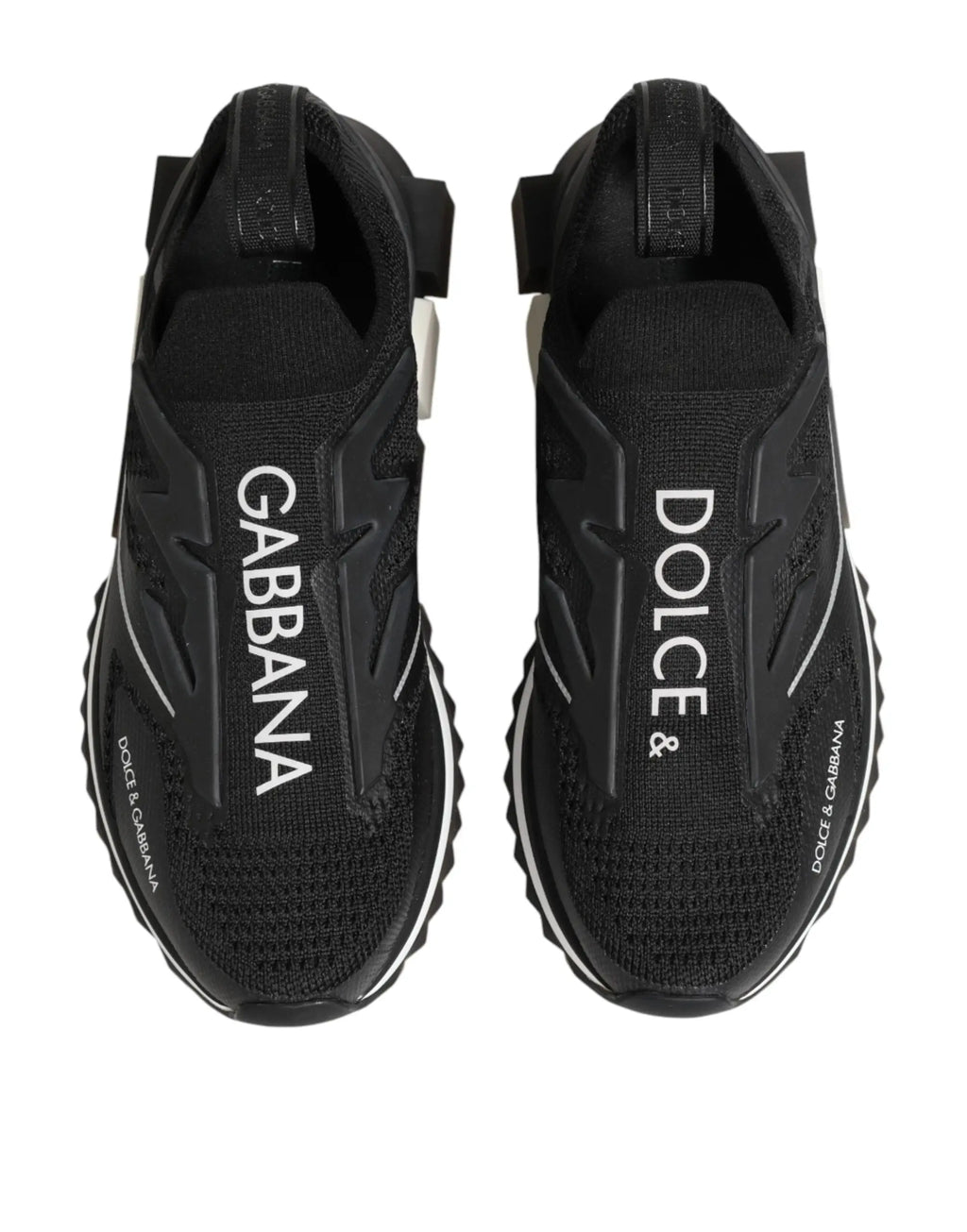 Baskets noires dolce gabbana sorento slip-on en mesh texturé avec logo blanc pour un style sport stretch
